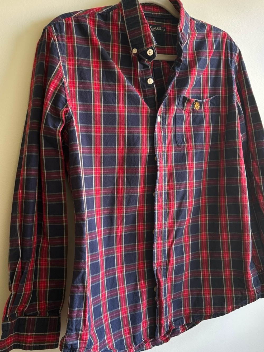 U.S. Polo Assn. Red and Navy Plaid Button-Down Shirt